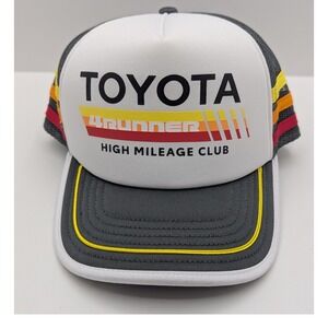 Toyota 4Runner High Mileage Club Trucker Hat Black White Retro Stripes Snapback